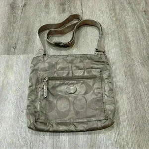Coach Authentic Signature Getaway Nylon Adjustable Crossbody Bag Purse Grey